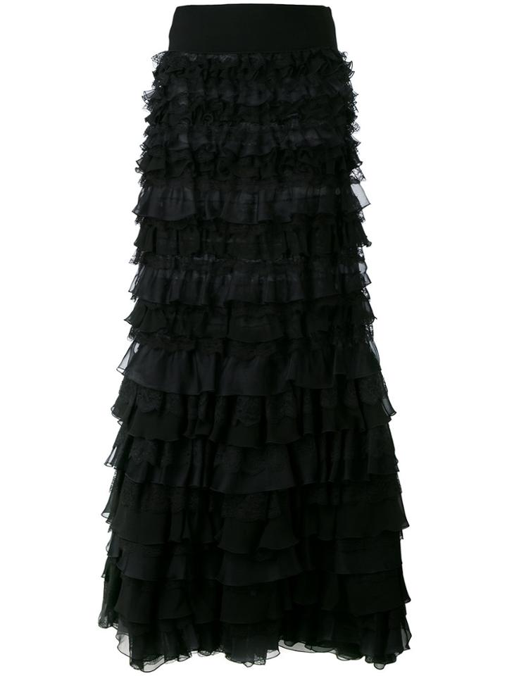 Giambattista Valli Long Off The Shoulder Ruffle Dress - Black