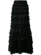 Giambattista Valli Long Off The Shoulder Ruffle Dress - Black