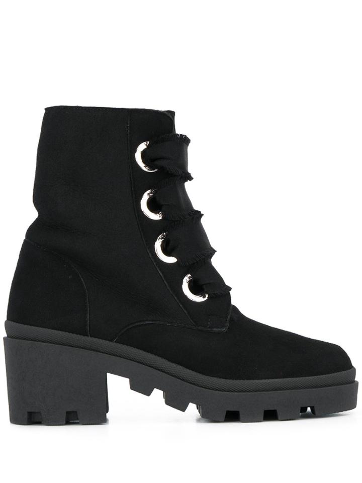 Red Valentino Rev(v) Chunky Lace-up Boots - Black