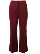 Rosetta Getty Cropped Flared Trousers, Women's, Size: 2, Red, Virgin Wool