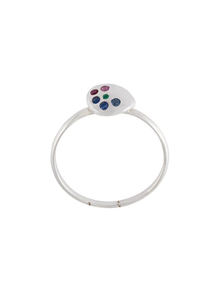 Natasha Collis Large Sapphire, Ruby And Emerald Nugget Ring