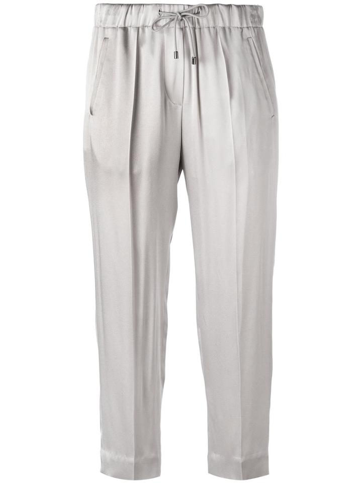 Drawstring Cropped Pants - Women - Acetate/viscose/polyester - 40, Nude/neutrals, Acetate/viscose/polyester, Brunello Cucinelli