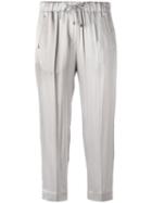 Drawstring Cropped Pants - Women - Acetate/viscose/polyester - 40, Nude/neutrals, Acetate/viscose/polyester, Brunello Cucinelli