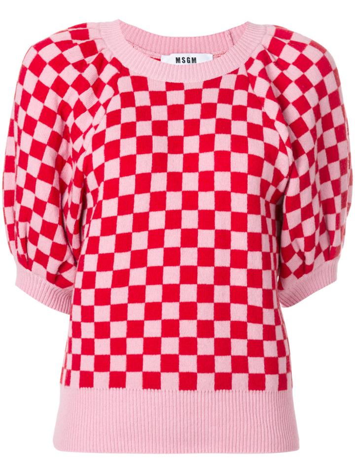 Msgm Chessboard Jumper - Pink & Purple