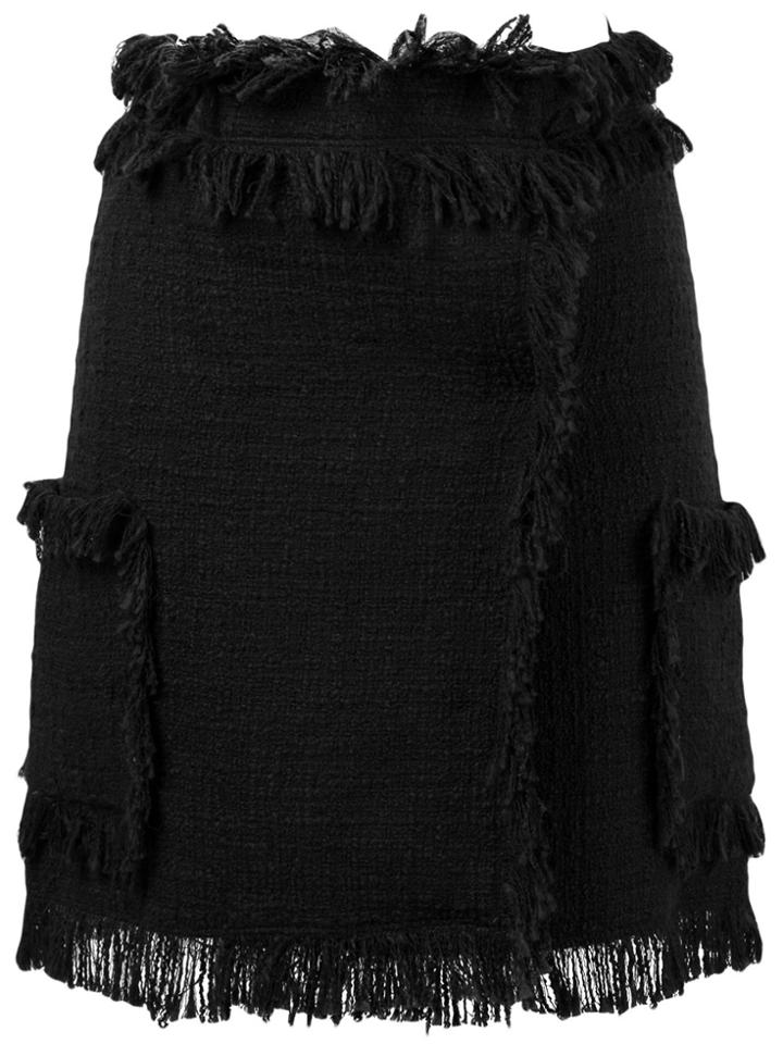 Msgm Fringe-hem Mini Skirt - Black