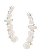 Yoko London 18kt White Gold Novus Akoya Pearl And Diamond Ear Climbers