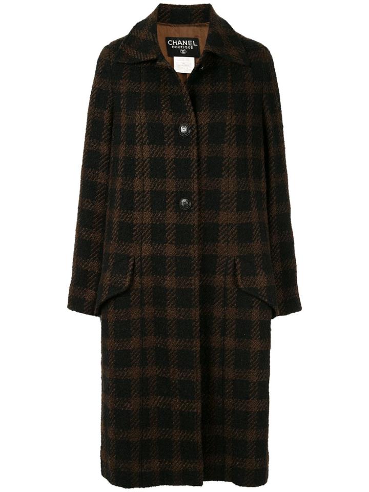 Chanel Pre-owned 1996 Long Sleeve Coat - Black