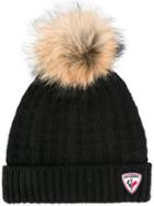 Rossignol 'eden' Beanie Hat, Women's, Black, Acrylic/polyester/racoon Fur