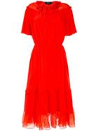 Rochas Chiffon-panelled Crepe Dress - Red