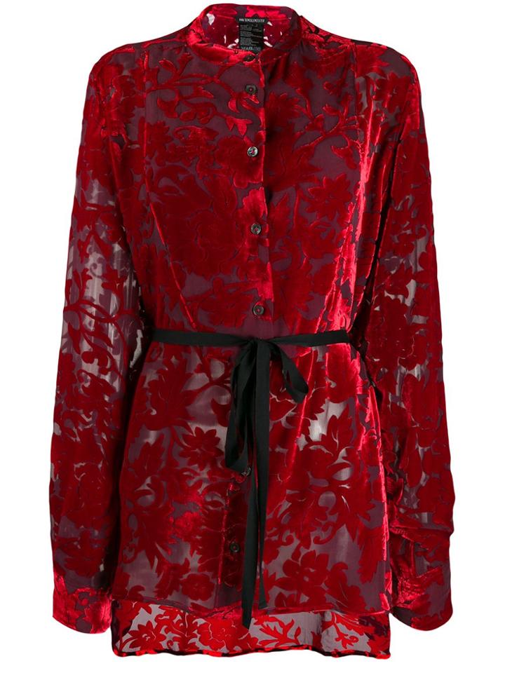 Ann Demeulemeester Tie Waist Floral Pattern Blouse - Red