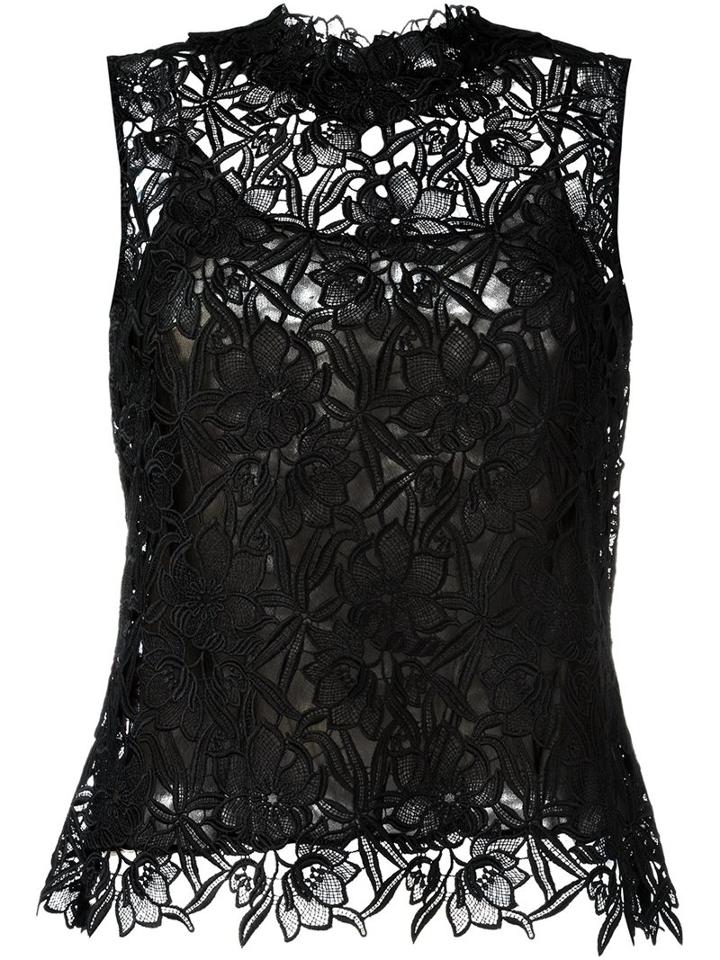 Oscar De La Renta Lace Overlay Top