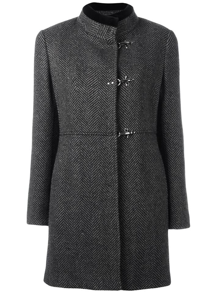 Fay Tweed Duffle Coat, Women's, Size: Medium, Grey, Cotton/polyester/virgin Wool