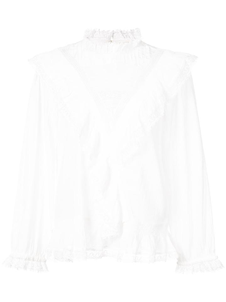 Ulla Johnson Lace And Ruffle Trim Blouse - White