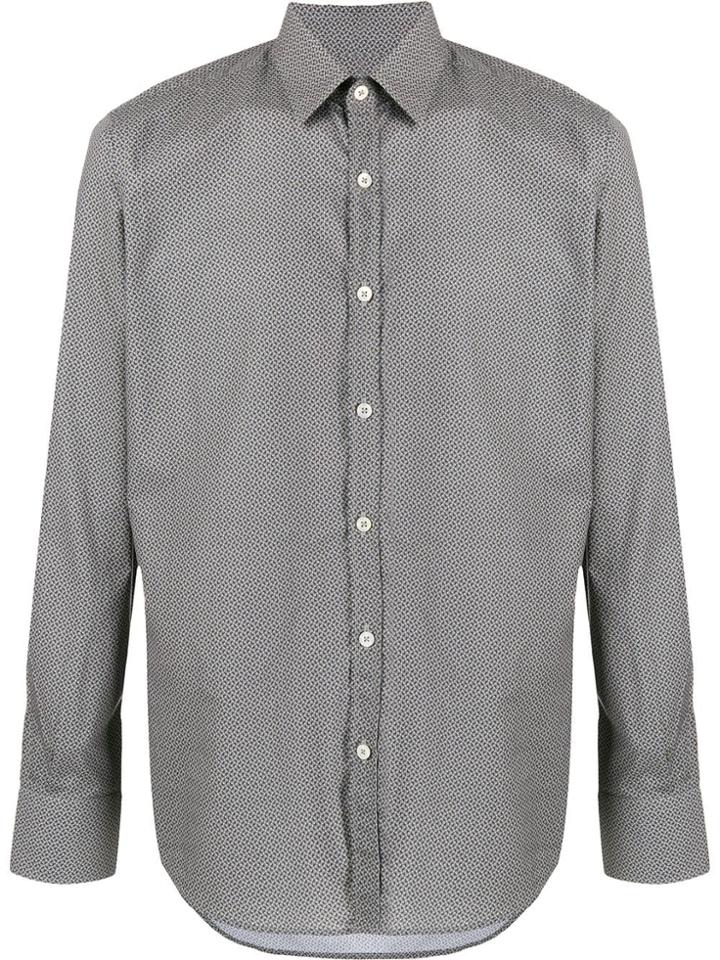 Canali Geometric-print Long-sleeved Shirt - Green
