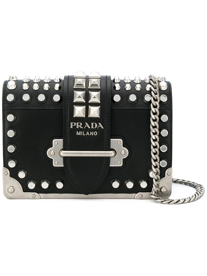 Prada Flap Structured Shoulder Bag - Black