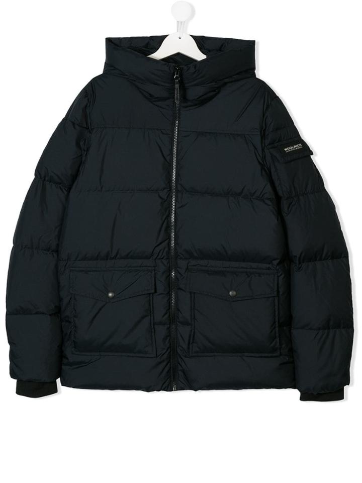 Woolrich Kids Teen Logo Patch Padded Coat - Blue