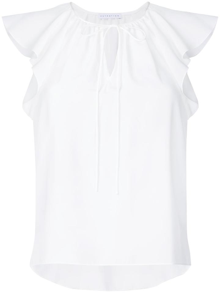 Estnation - Sleeveless Tied Neck Blouse - Women - Polyester - 36, White, Polyester