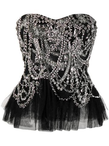 Alexander Mcqueen Crystal Embellished Corset - Black
