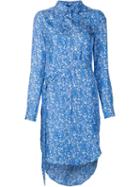 Thomas Wylde - 'glaze' Shirt Dress - Women - Silk - Xs, Blue, Silk