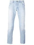 Dondup Shredded Trim Jeans, Men's, Size: 35, Blue, Cotton/polyester