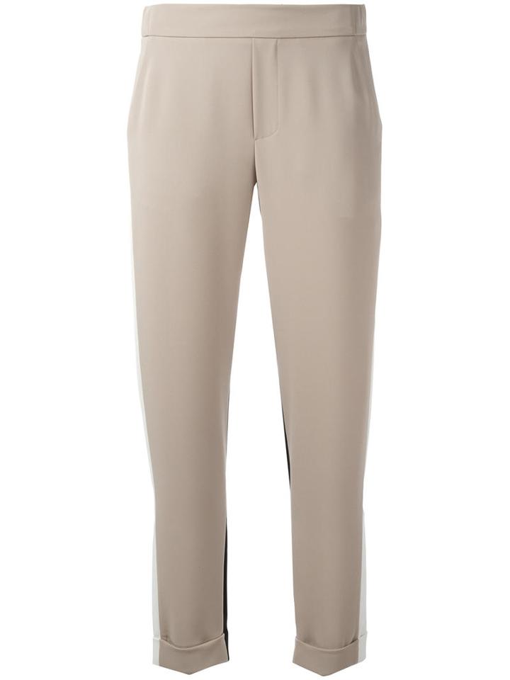 P.a.r.o.s.h. Lilyxy Stripe Detail Trousers, Women's, Size: Large, Nude/neutrals, Polyester