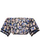 A Peace Treaty Yuna Print Silk Linen-blend Cropped Top - Multicolour