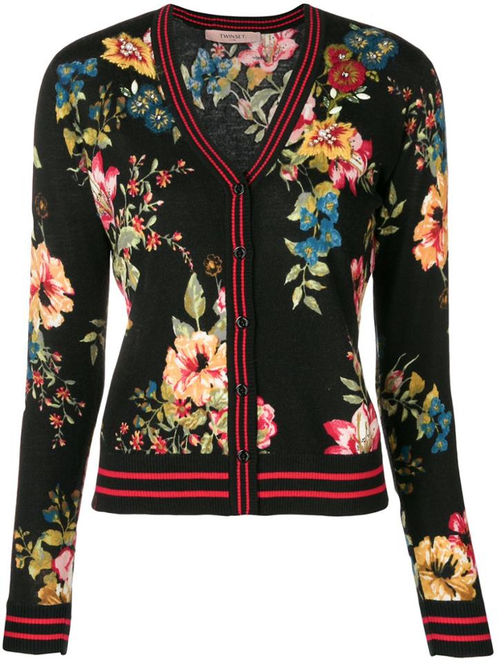Twin-set Floral Cardigan - Black