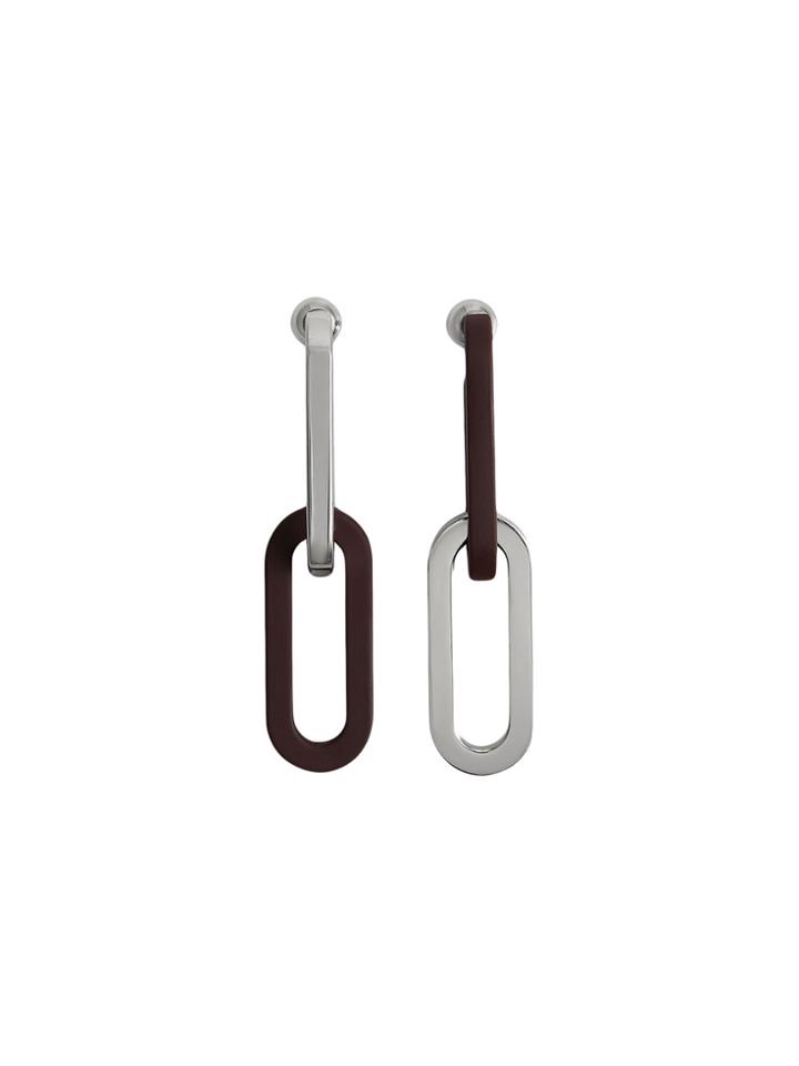 Burberry Rubberised And Palladium-plated Link Drop Earrings - Metallic