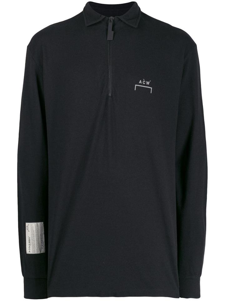 A-cold-wall* Zipped Neck Polo Shirt - Black