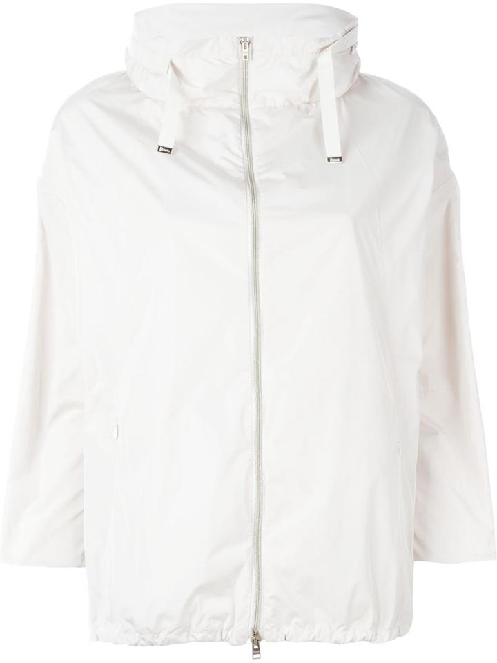 Herno High Collar Windbreaker, Women's, Size: 40, White, Polyester/cotton/acetate