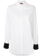 No21 - Bead Embellished Cuff Shirt - Women - Cotton/polyester/pvc/glass - 40, White, Cotton/polyester/pvc/glass