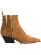 Sergio Rossi Dual Zip Ankle Boots - Brown