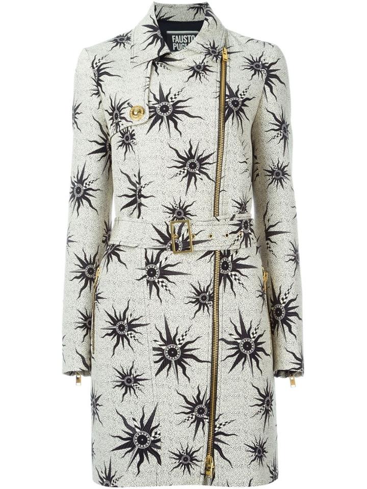 Fausto Puglisi Sun Print Belted Trench Coat - Black