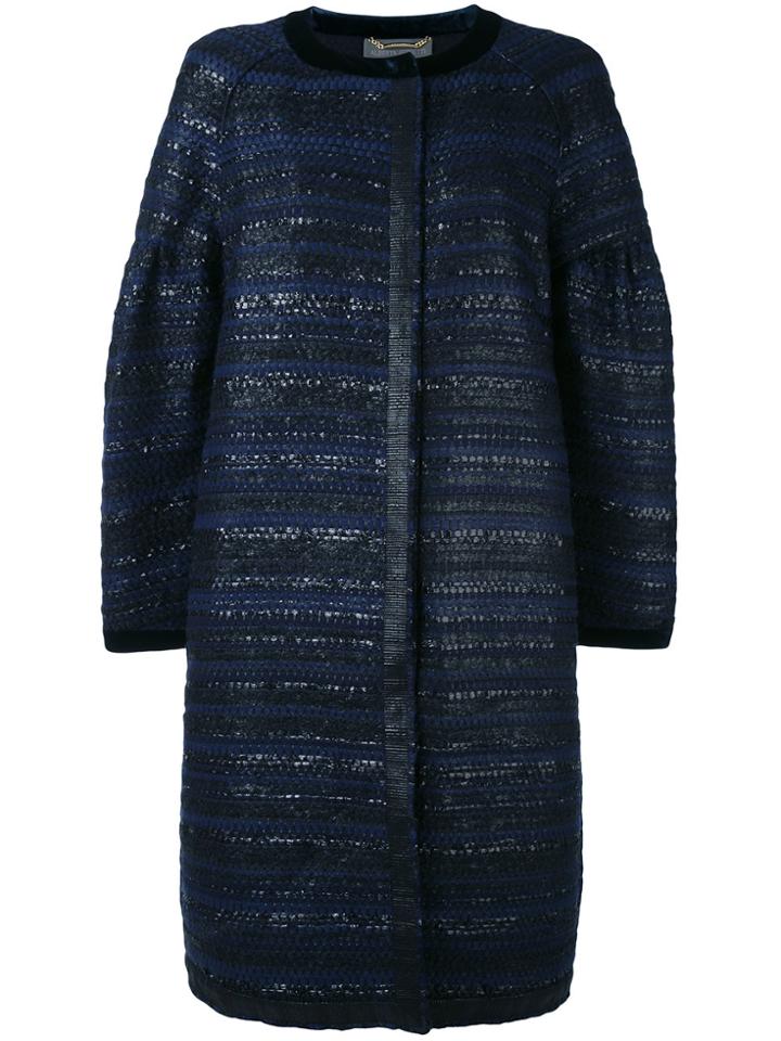 Alberta Ferretti Tweed Coat - Blue