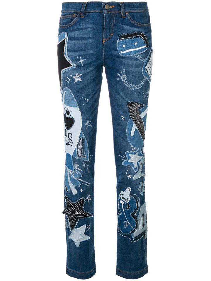 Dolce & Gabbana Girly-fit Jeans With Patch Appliqués - Blue
