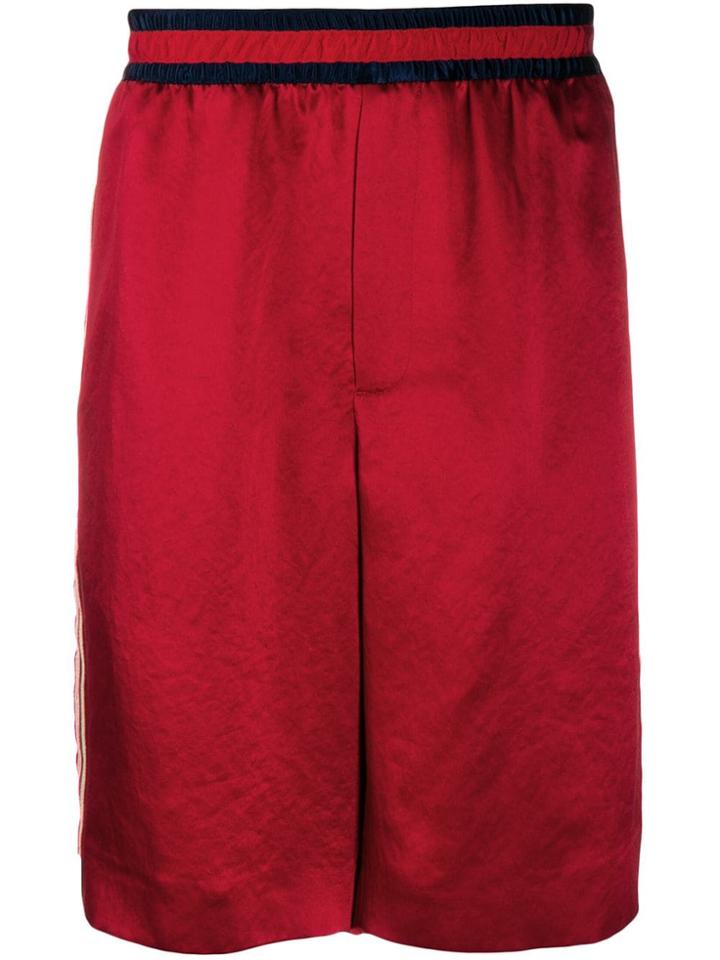 Gucci Contrasting Stripe Basketball Shorts - Red