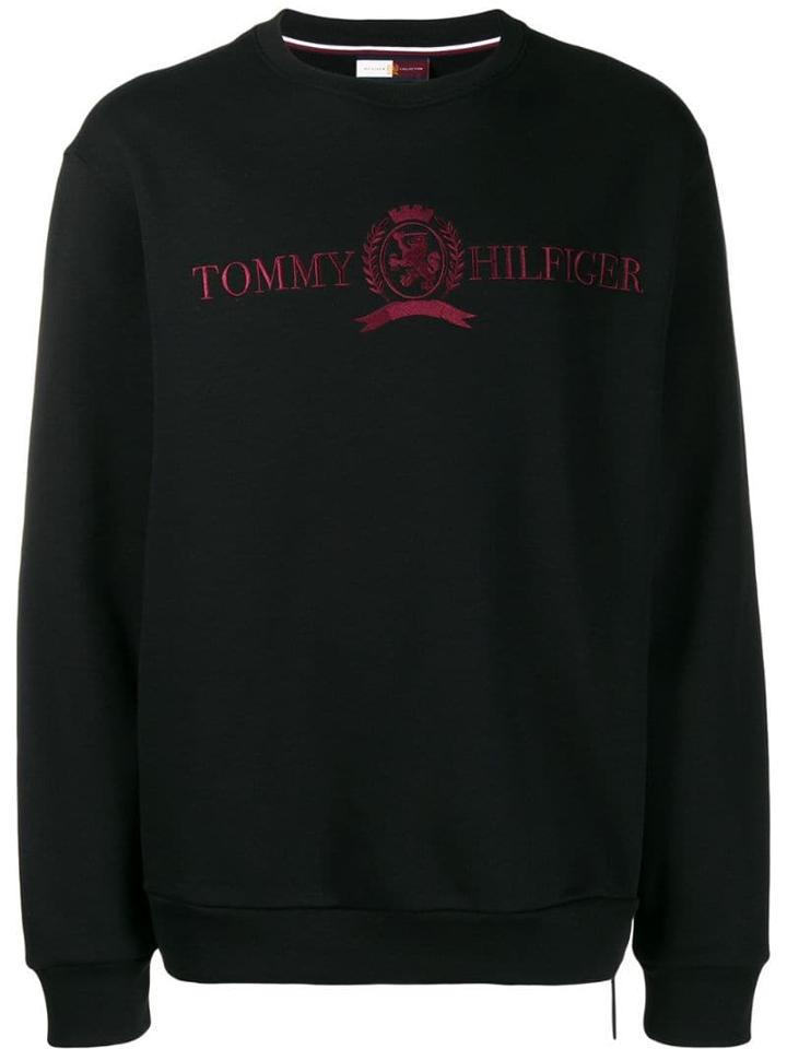 Tommy Hilfiger Logo Embroidered Sweater - Black