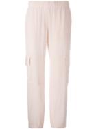 Theory Flap Pocket Straight Trousers, Women's, Size: S, Pink/purple, Silk