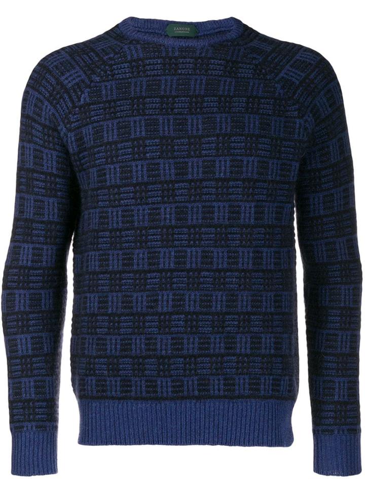Zanone Intarsia Knit Jumper - Blue