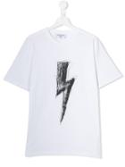 Neil Barrett Kids Teen Thunderbolt Print T-shirt - White