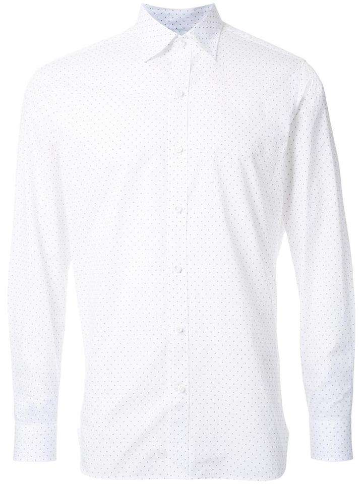 Kent & Curwen Mini Arrow Print Poplin Shirt, Men's, Size: Small, White, Cotton