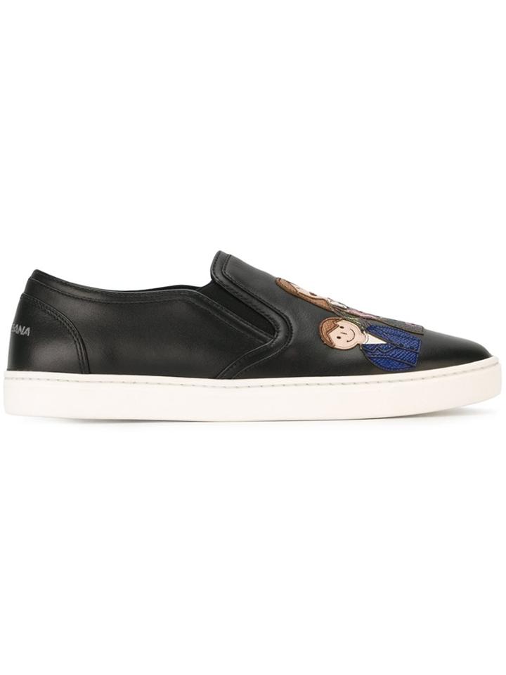 Dolce & Gabbana Family Patch Slip-on Sneakers - Black