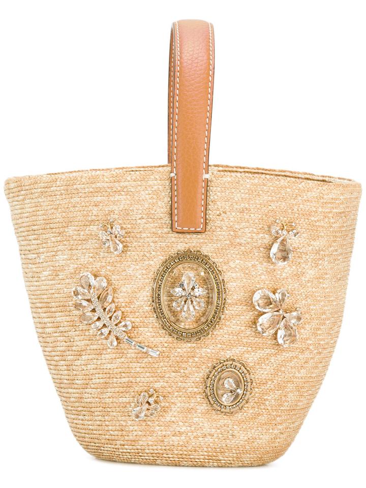 Ermanno Scervino - Straw Basket Tote - Women - Leather/straw - One Size, Nude/neutrals, Leather/straw