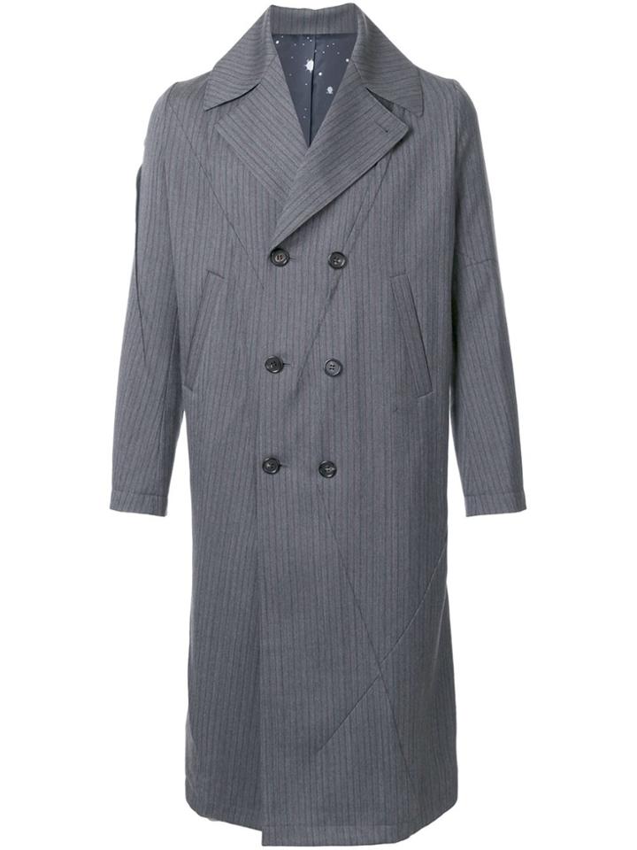 Undercover Panelled Double-breasted Coat - Grey