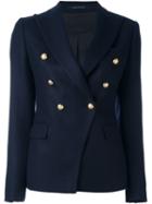 Tagliatore Peaked Lapels Jacket, Women's, Size: 42, Blue, Cupro/virgin Wool