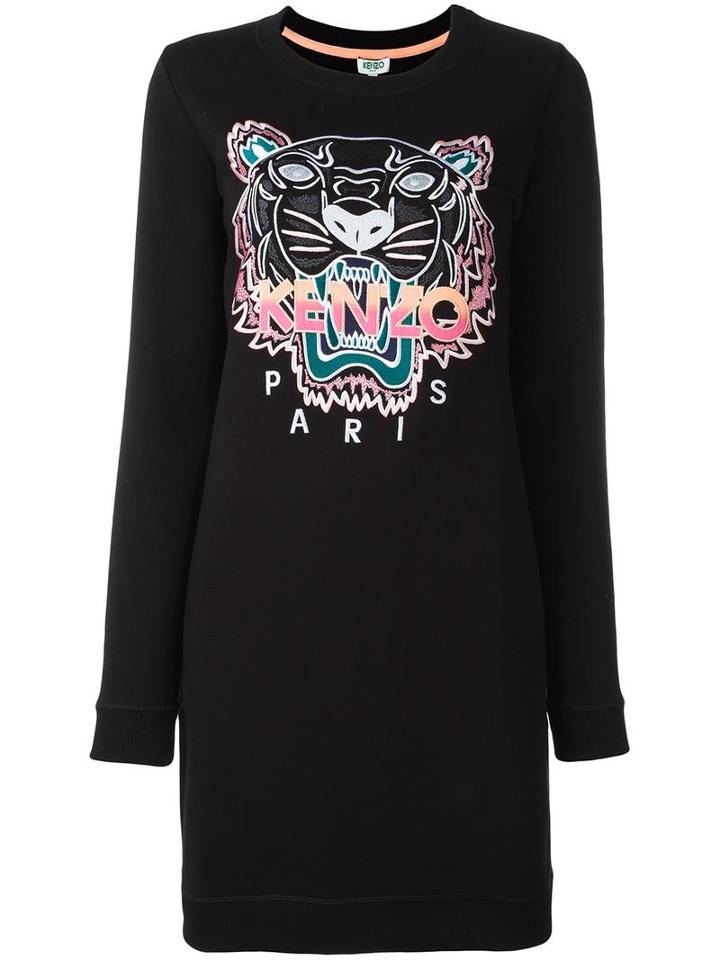 Kenzo Lion Head Embroidered Sweatdress, Women's, Size: Xs, Black, Cotton