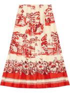 Gucci - Porcelain Garden Print Silk Skirt - Women - Silk - 42, Nude/neutrals, Silk