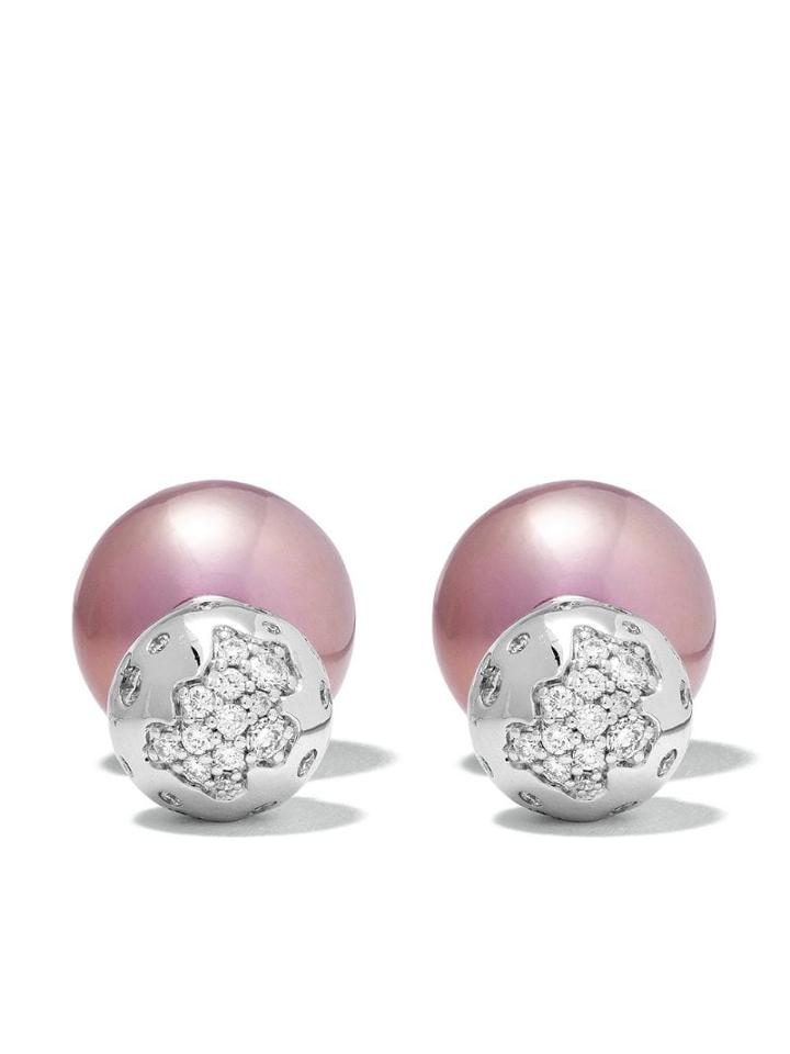 Yoko London 18kt White Gold Duet Freshwater Pearl And Diamond Earrings