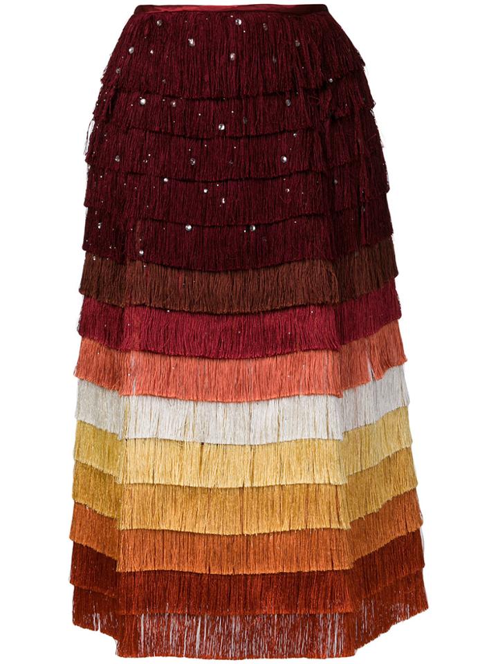 Marco De Vincenzo Tiered Fringe Skirt - Multicolour