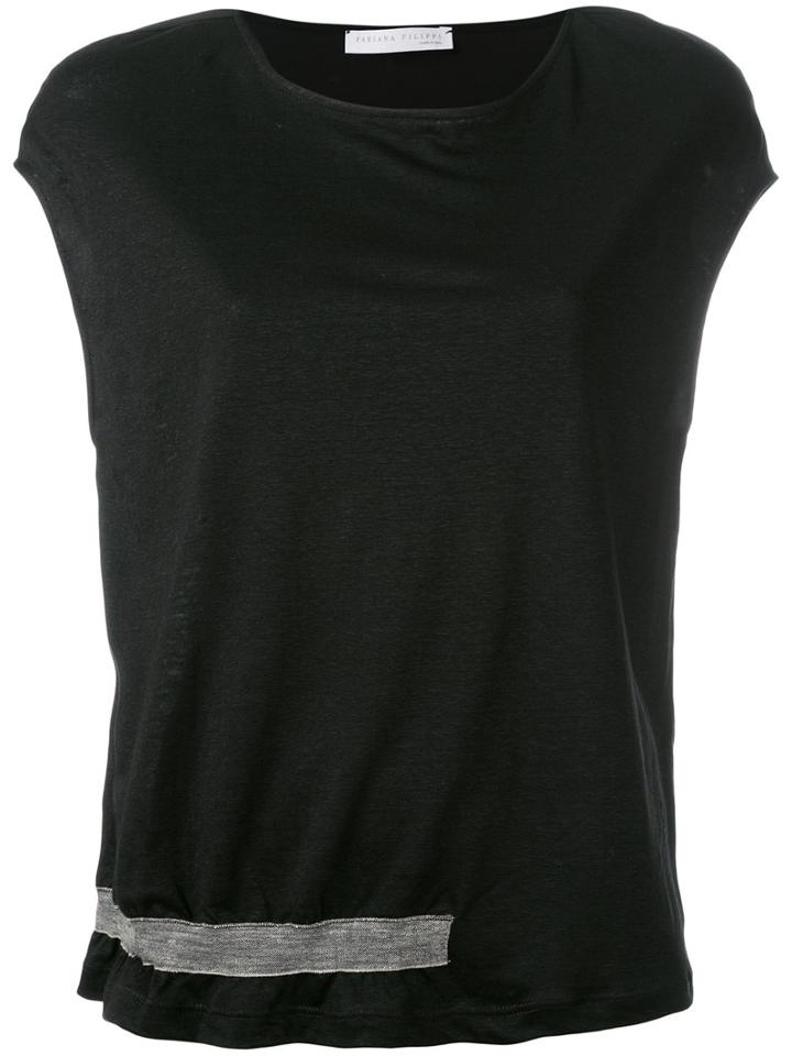 Fabiana Filippi Side-panel T-shirt, Women's, Size: 40, Black, Linen/flax/polyamide/silk/spandex/elastane